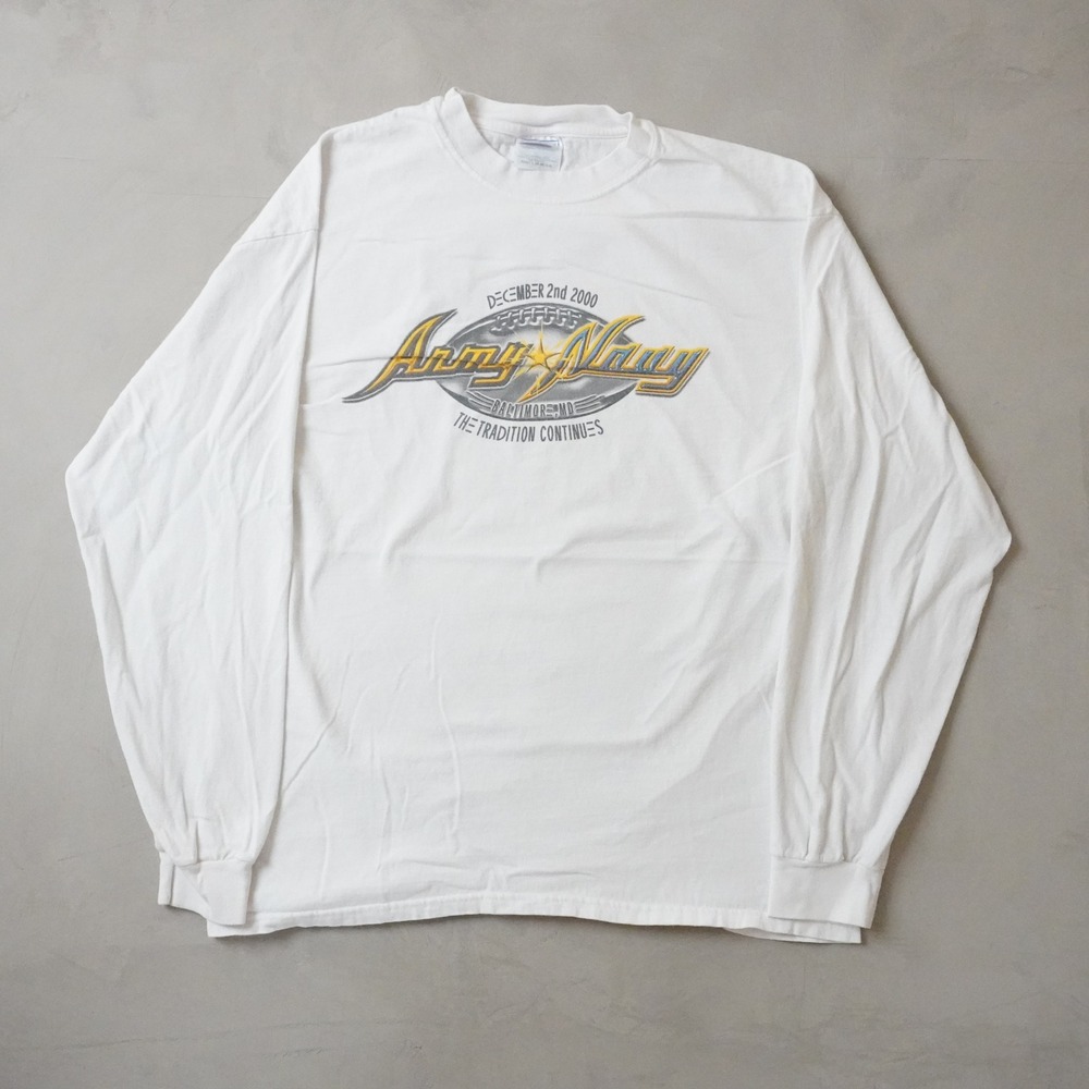 Vintage Hanes Army Navy Game T-Shirt Large Mens 2000 Baltimore Long Sleeve White